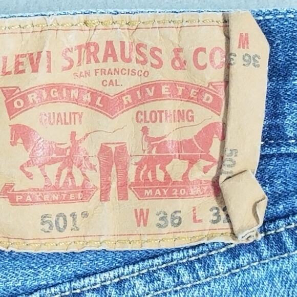 Levi's 501 jeans men's 36x32 original button fly regular fit blue denim pants - Picture 11 of 12